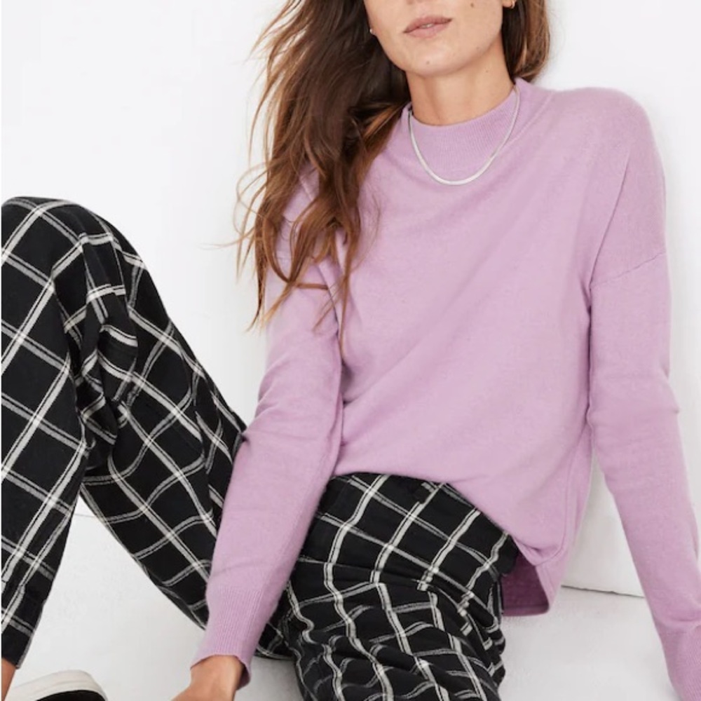 Madewell Ashbury Mockneck Sweater in Vibrant Lilac Size Small